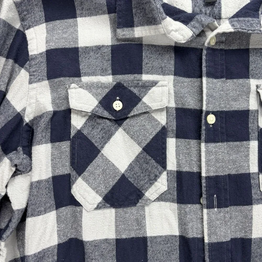 Banana Republic Flannel Shirt Men’s Medium Blue Buffalo Plaid 100% Cotton